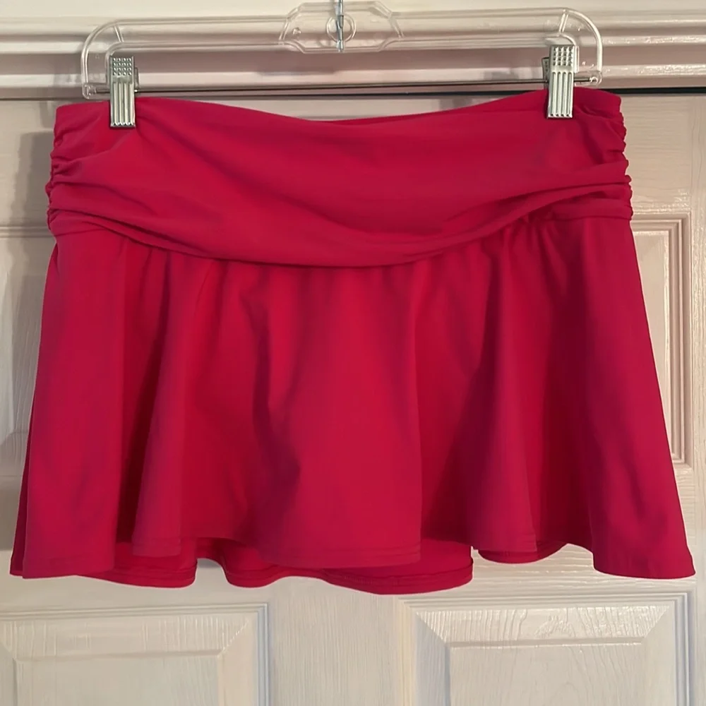 Lands End Swim Skirt Skort 10 Pink Stretch Lined Elastic Waist M BarbieCore - Picture 3 of 8